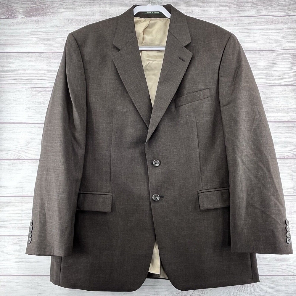 Lauren Ralph‎ Lauren Sport Coat Blazer Size 44R Wool Brown Blue Plaid 2 Buttons
